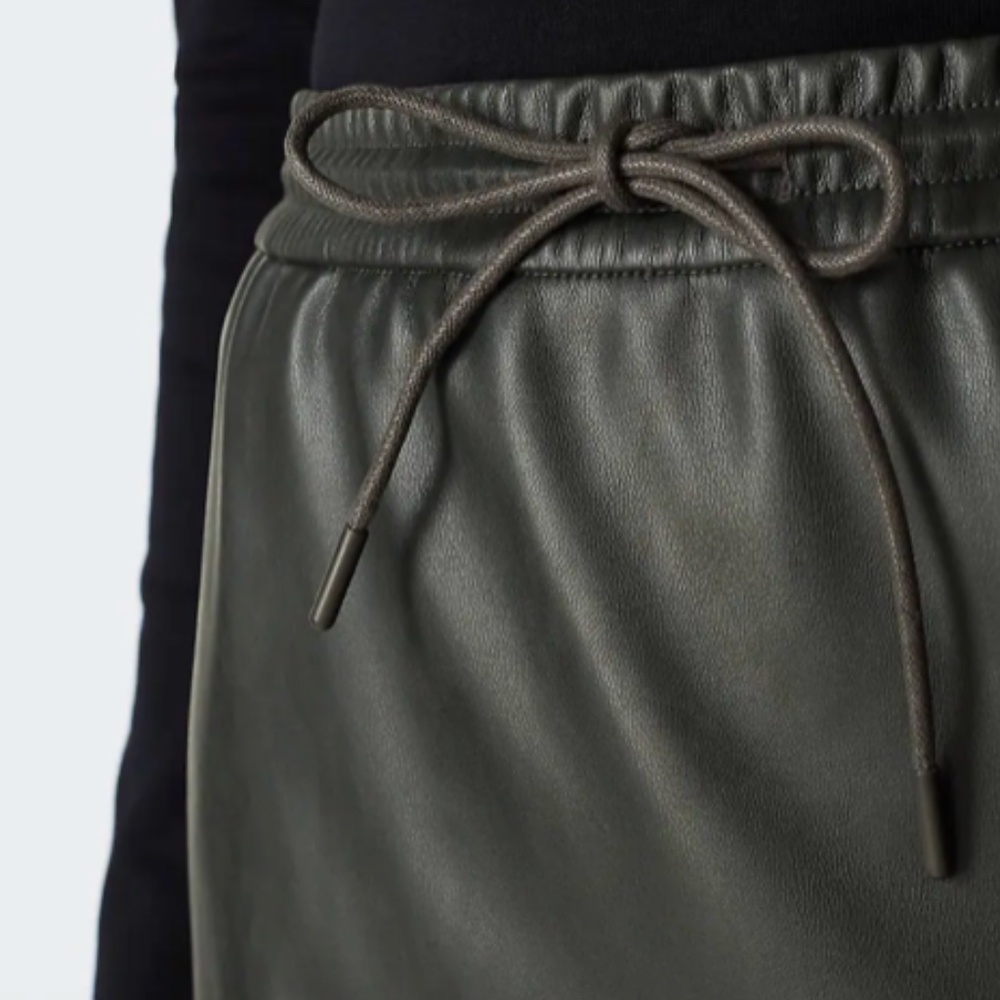 J. Jill Olive Green Faux Leather Drawstring Skirt - Picture 2 of 3